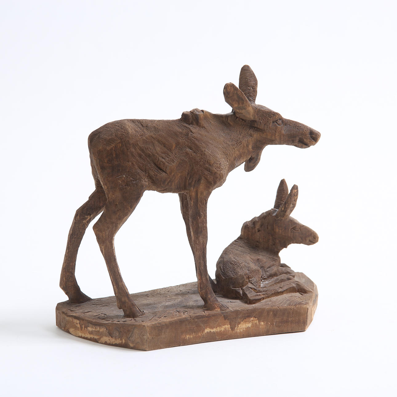 ERIK REIMHULT. Sculpture, wood, Elks, signed, dated.