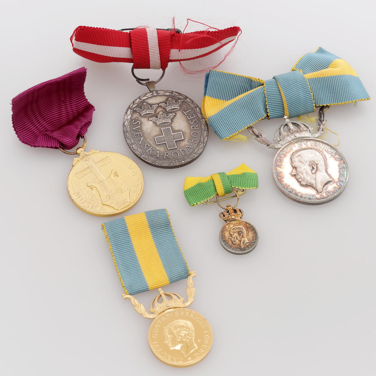 MEDALS, 5 pcs, silver, total weight 85 grams.