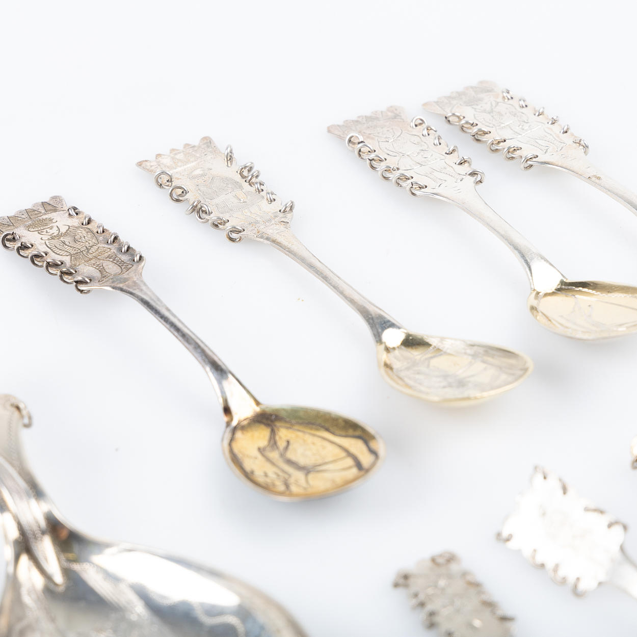 COLLECTION SPOONS, silver, Sami rattlespoons, 9 pcs. Silver & Metals ...