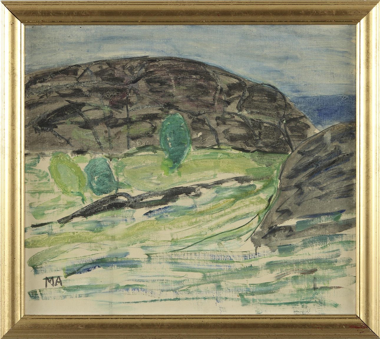 MAJ ARNELL. "Brevik", Olja på duk. Signerad.