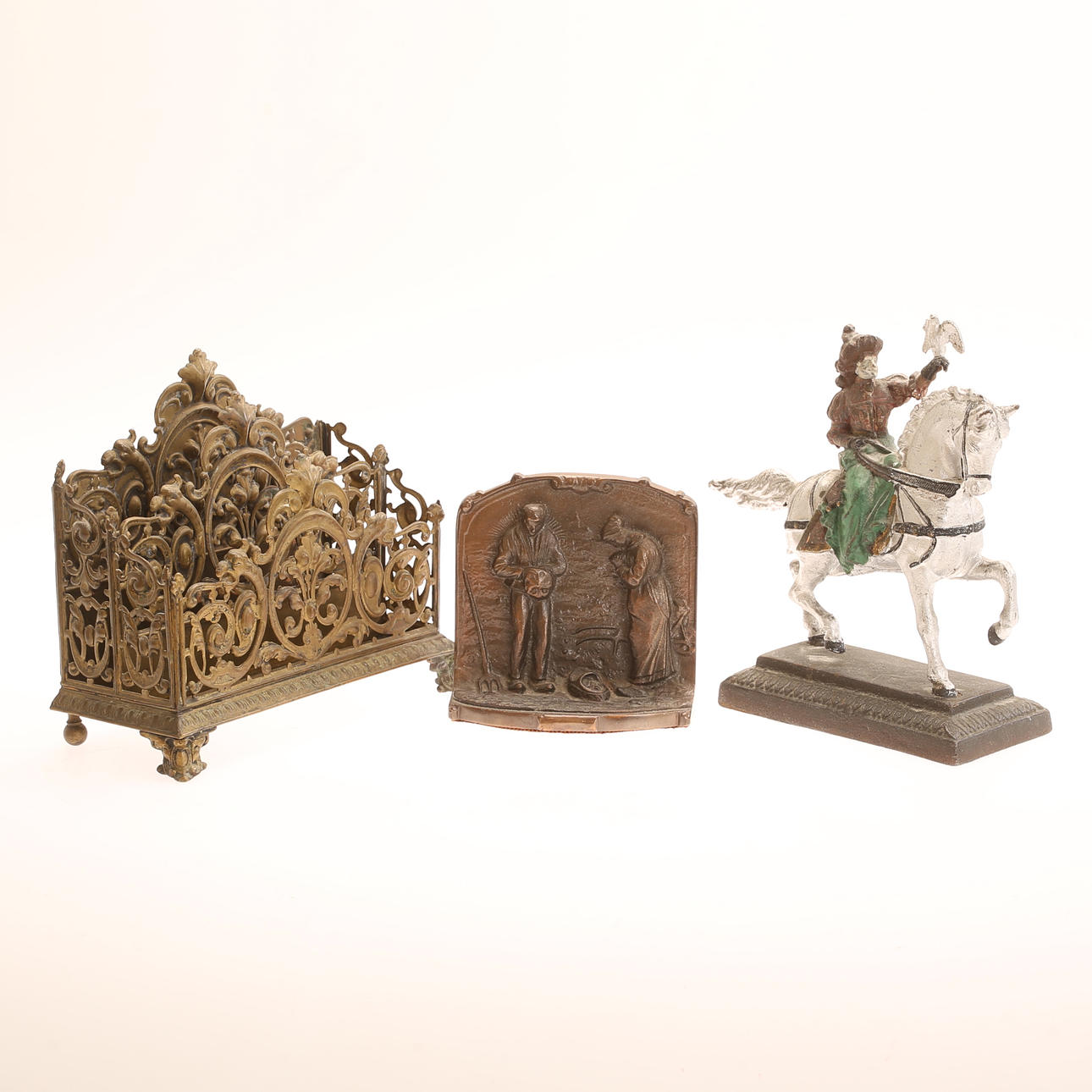 METAL OBJECTS, 3 pieces, including letter stand.