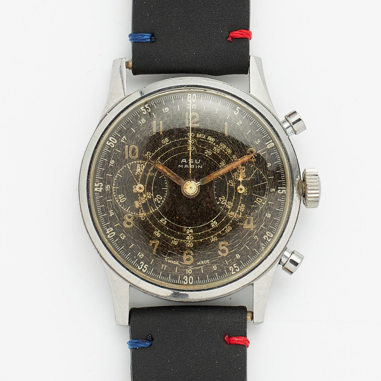 ASU, Navy, chronograph, wristwatch, 38 mm, steel, approx 1945. Clocks ...