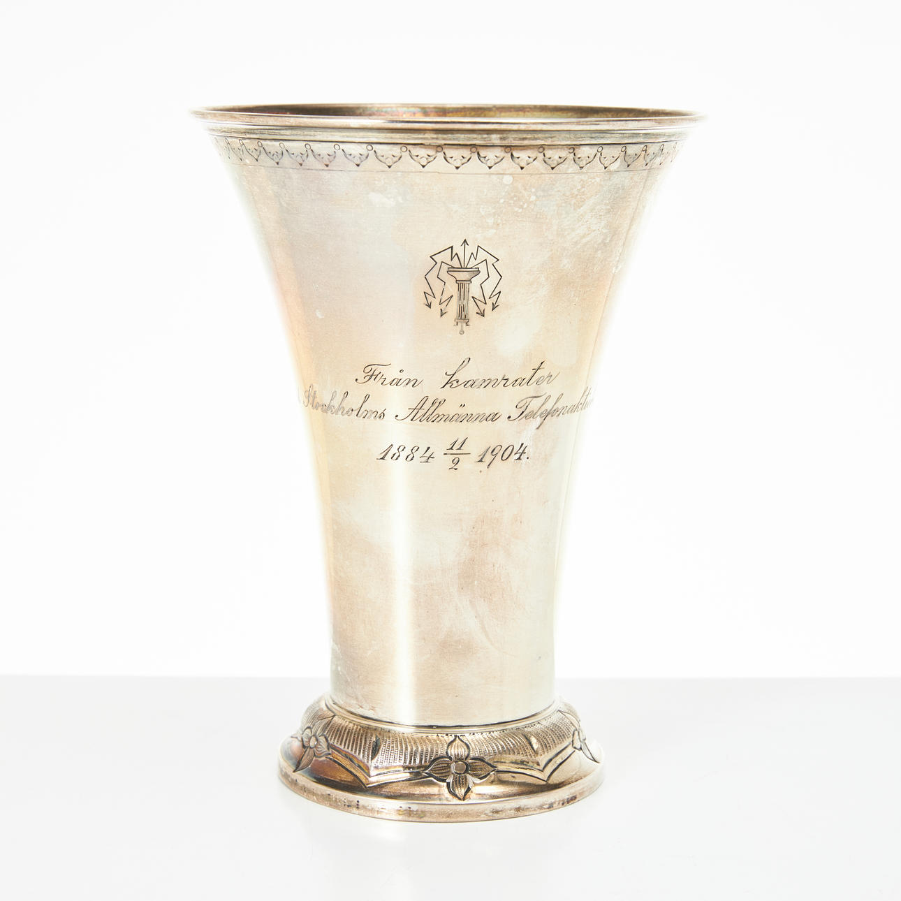 A silver trophy, Stockholm 1901, gilded interior.