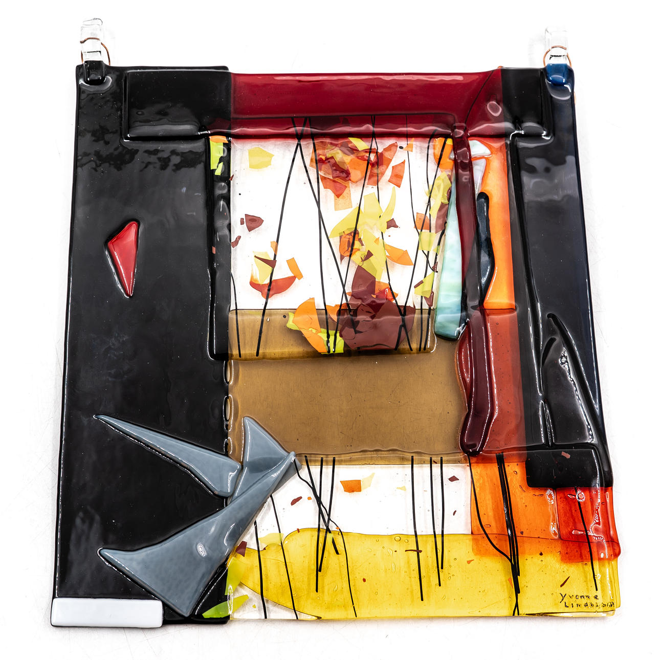 YVONNE LINDBLOM. Glasfusing, “Autumn” Signed.