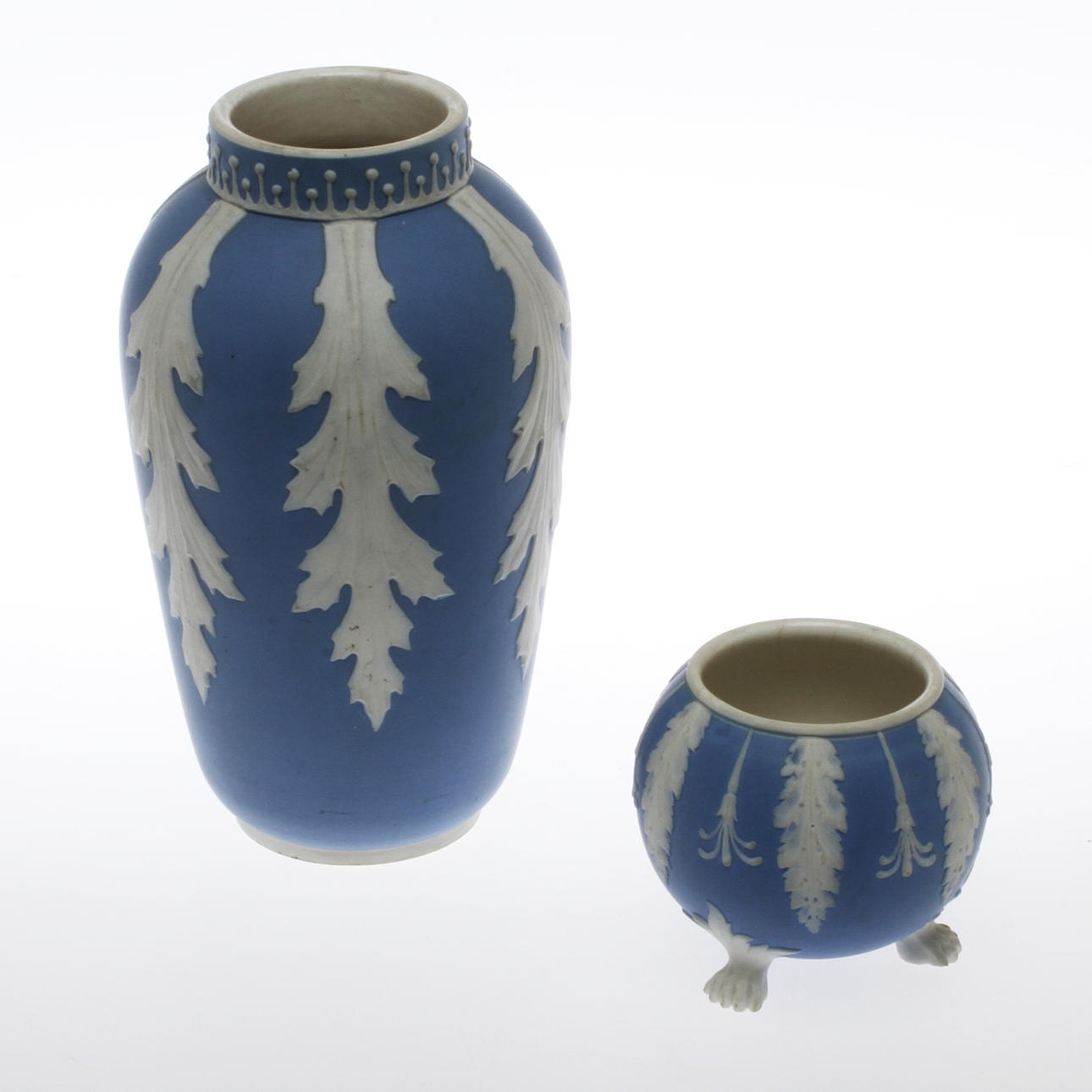 VASER, 2 st, Jasperware, Gustavsberg, omkring 1900.