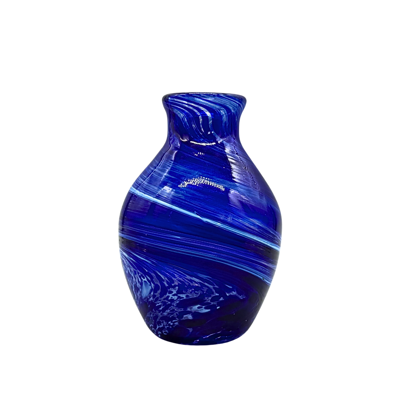 GLASS VASE IN BLUE.