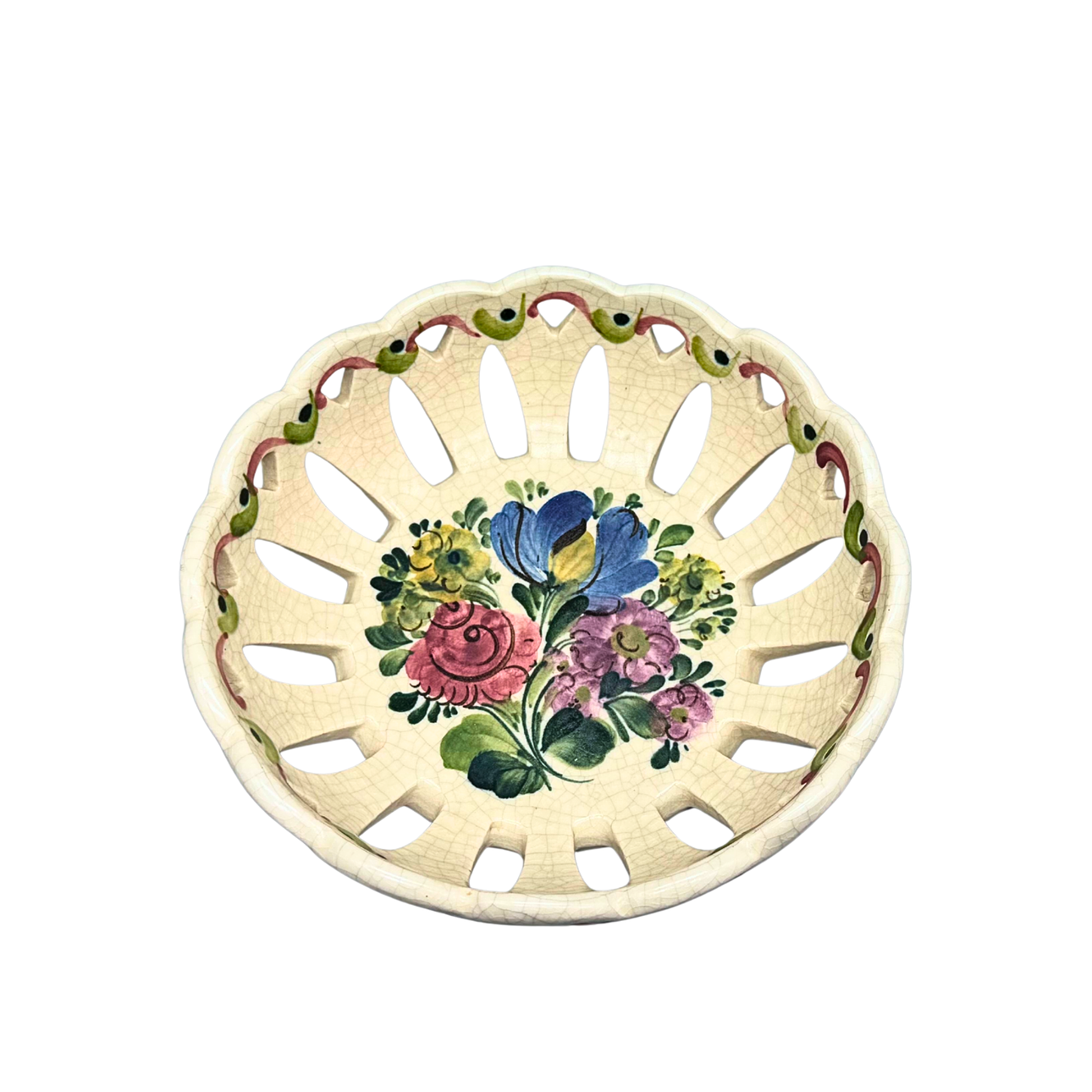 CERAMIC BOWL, FLORAL PATTERN, AUSTRIA, HAND PAINTED.