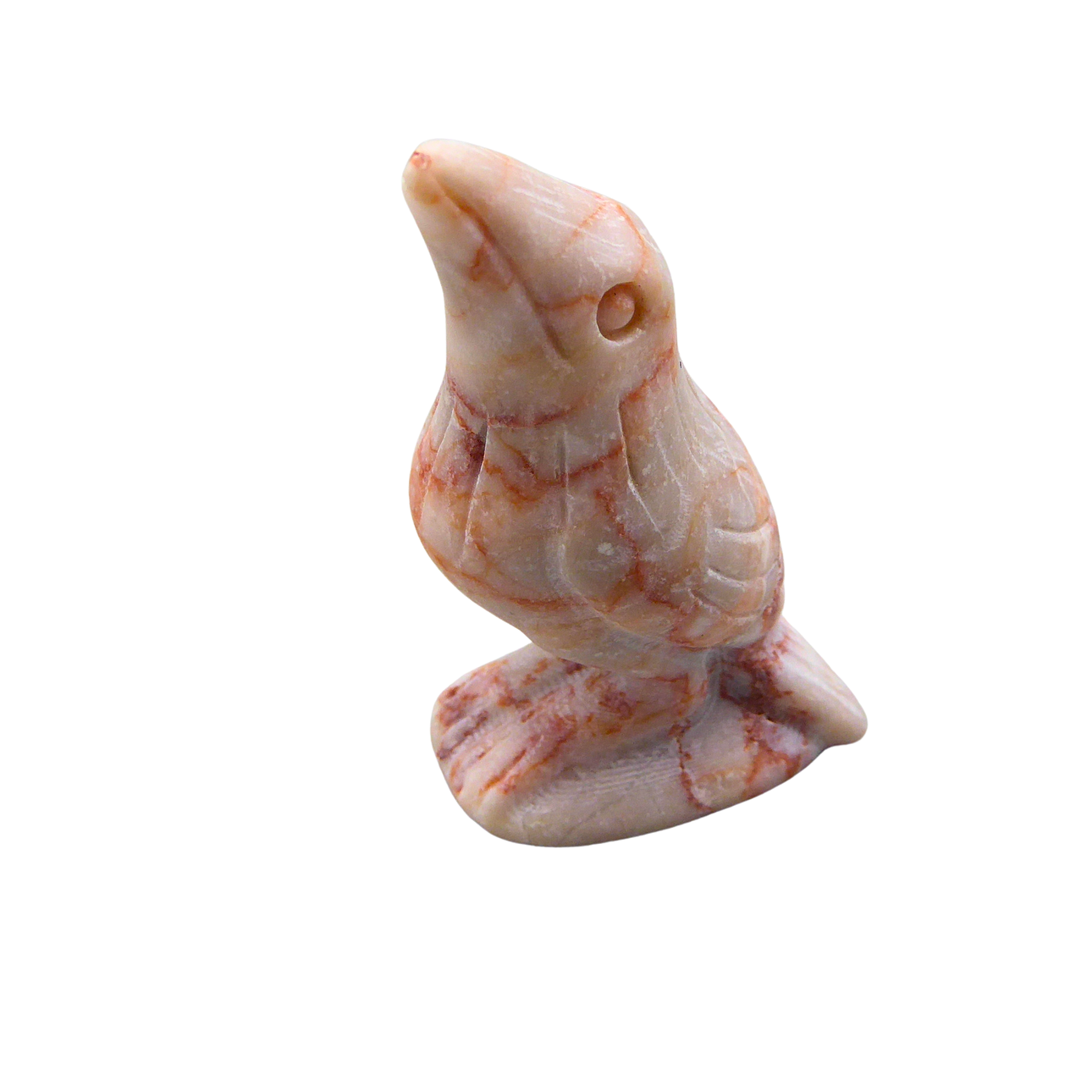 BIRD, HAND CARVED FROM RED JASPER.