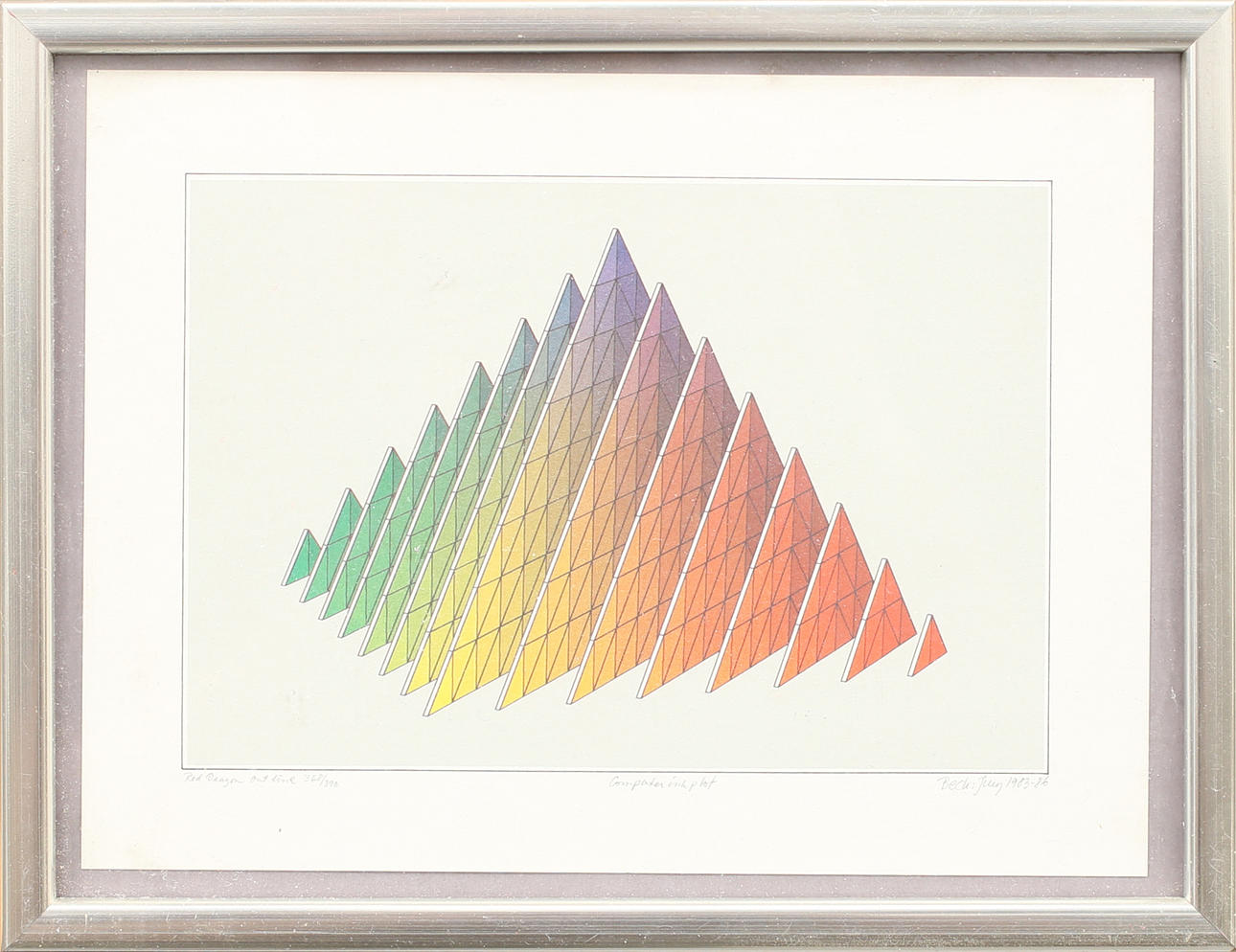 BECK & JUNG. Computerinkplot. "Red dragon out line" numrerad 368/390 signerad och daterad 1983-86.