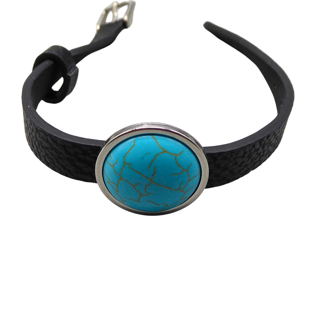 LEATHER BRACELET WITH TURQUOISE AND 925 SILVER.