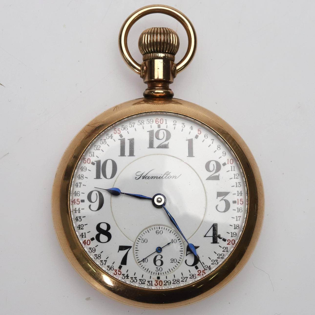 POCKET WATCH, Hamilton Watch Co. gilded.