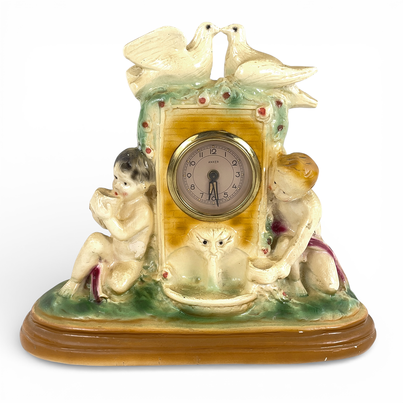 TABLE CLOCK. Art Nouveau, plaster, Anker, Germany.