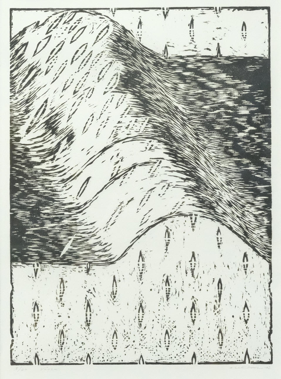 OLLE DAHL. LITHOGRAPHY, “WAVE”.
