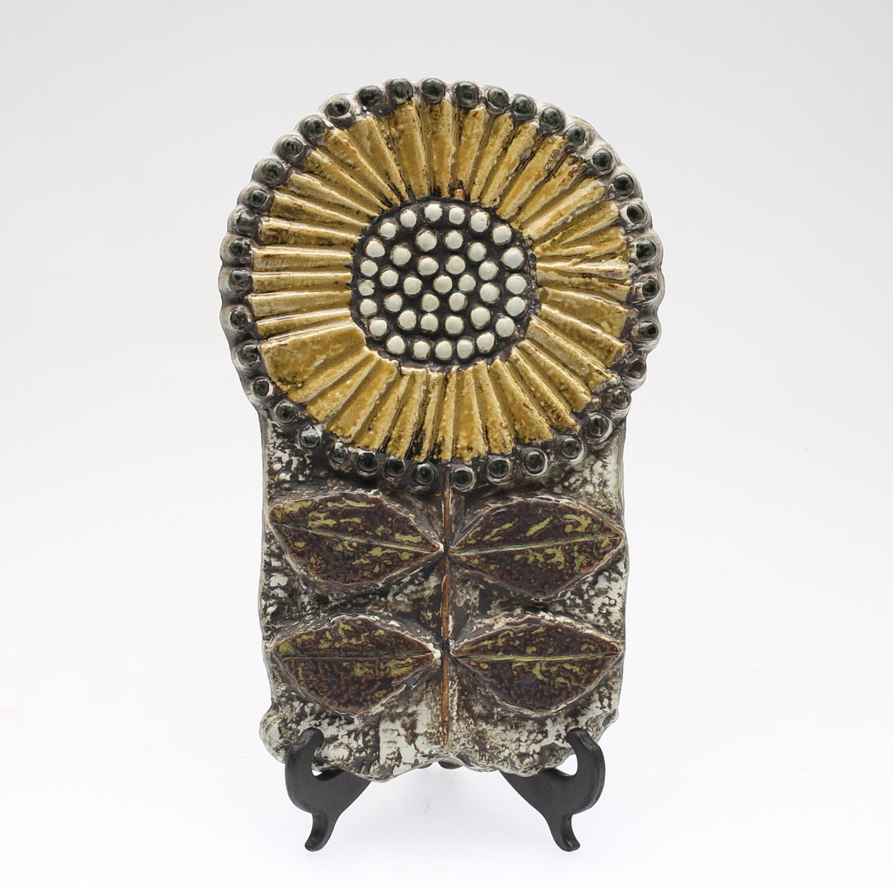 LISA LARSON. stengods, väggplakett, "Solros", Gustavsberg.