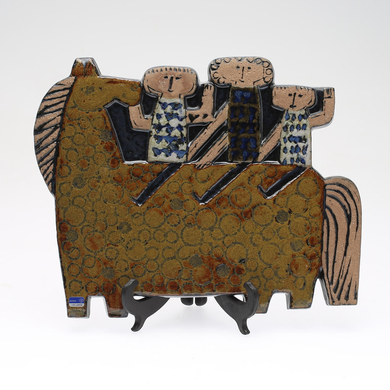 LISA LARSON. stengods, väggplakett, "Ryttare", Gustavsberg.