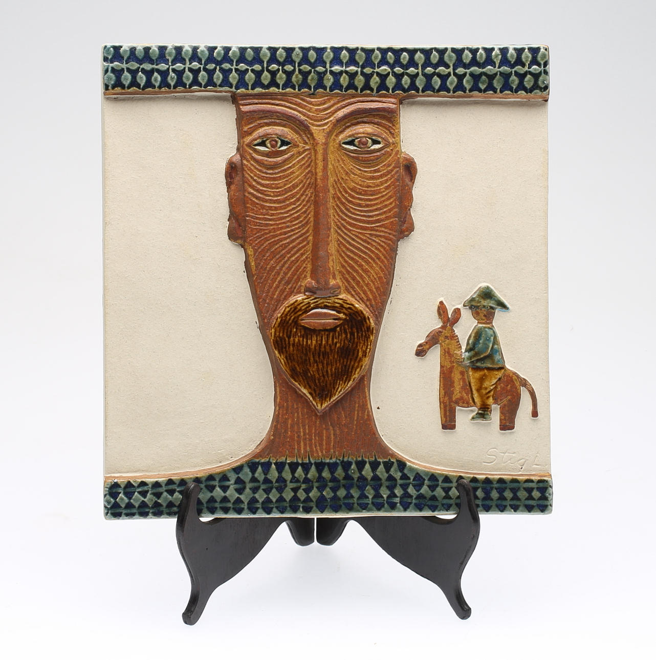 STIG LINDBERG. stengods, väggplakett, Gustavsberg, signerad i godset.