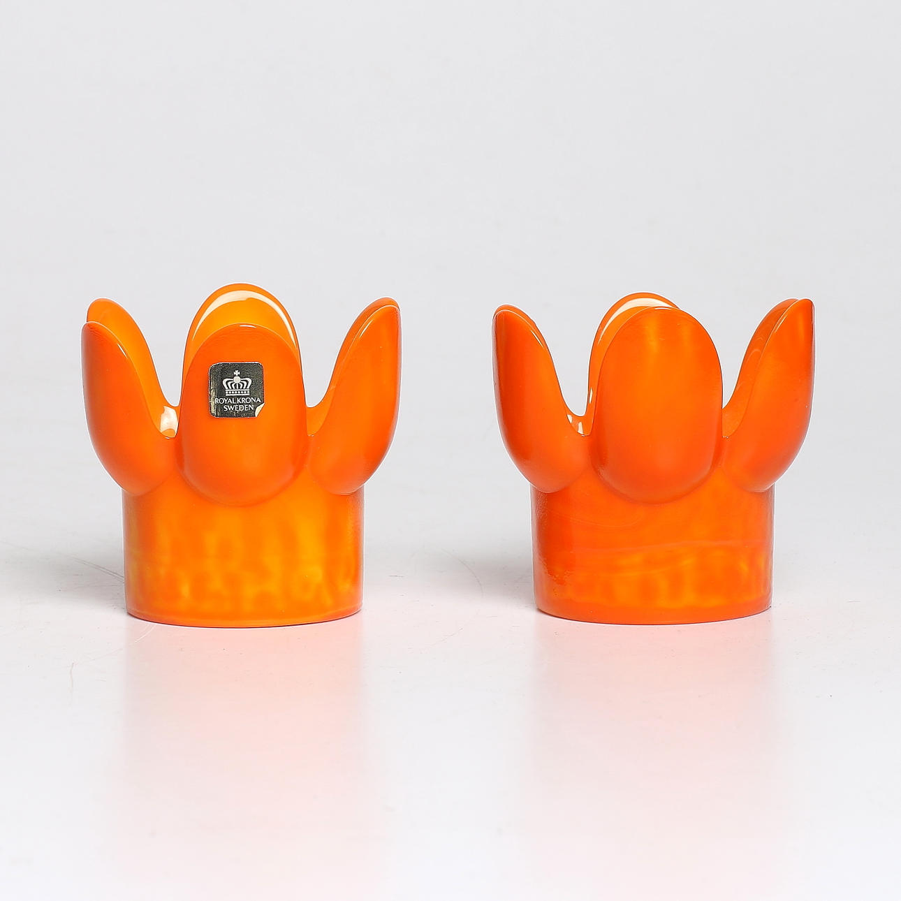 LJUSLYKTOR, ett par, glas, Royal Krona, 1970-tal.
