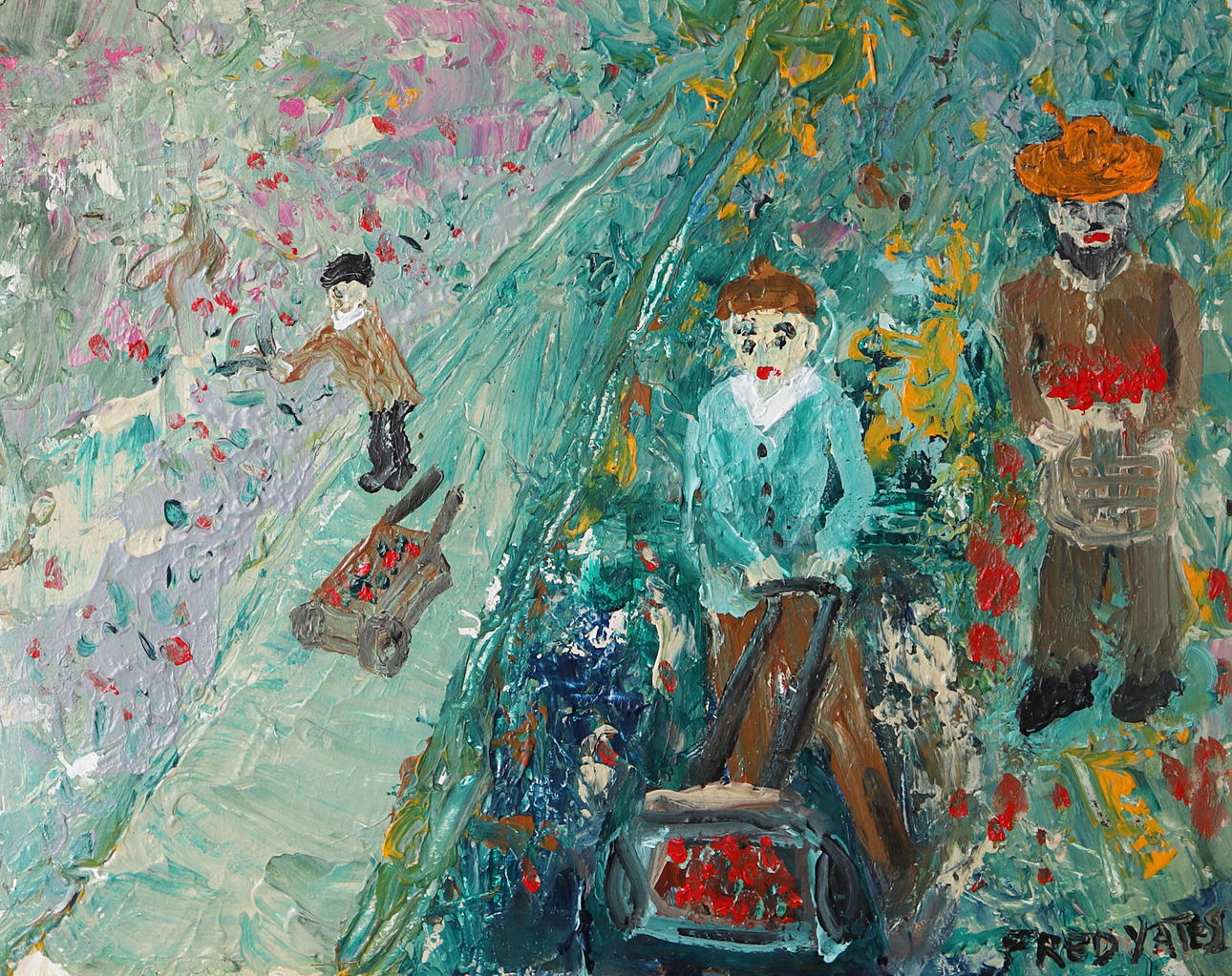 FRED YATES (1922-2008). 'GARDENERS AT THE BIG HOUSE, SPRING 87'. Art ...