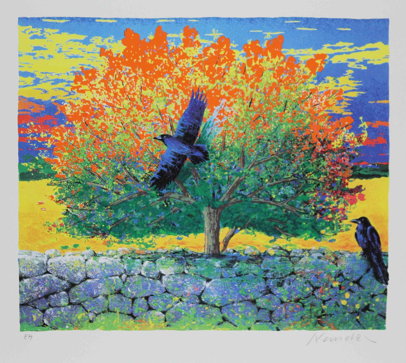 LEIF KANDER. Korpar. Färgserigrafi. Signerad Kander. EA.