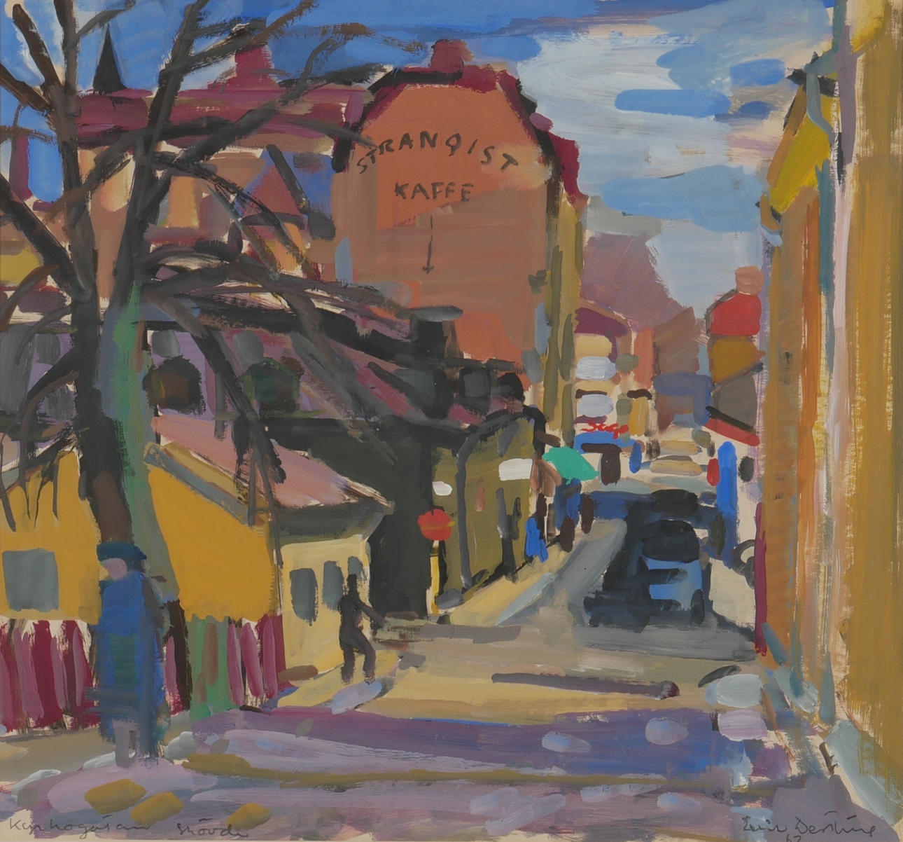 OIDENTIFIERAD KONSTNÄR. “Kyrkogatan Skövde”, tempera, signed and dated.