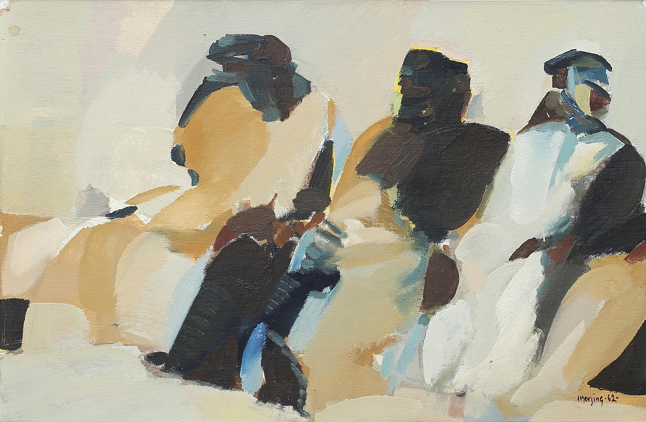 IVAR MORSING. “Tuaregs Morocco”, oil on panel, signed, dated -62.