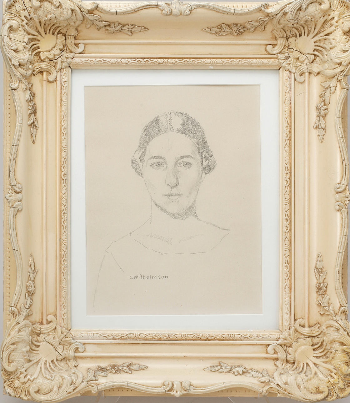 CARL WILHELMSON. Portrait, drawing, signed.