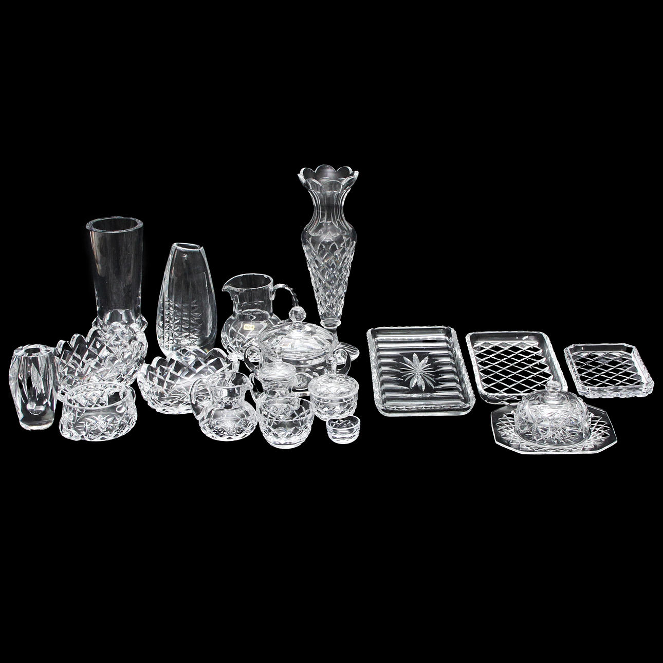 GLASFÖREMÅL, 20 st, slipad dekor.