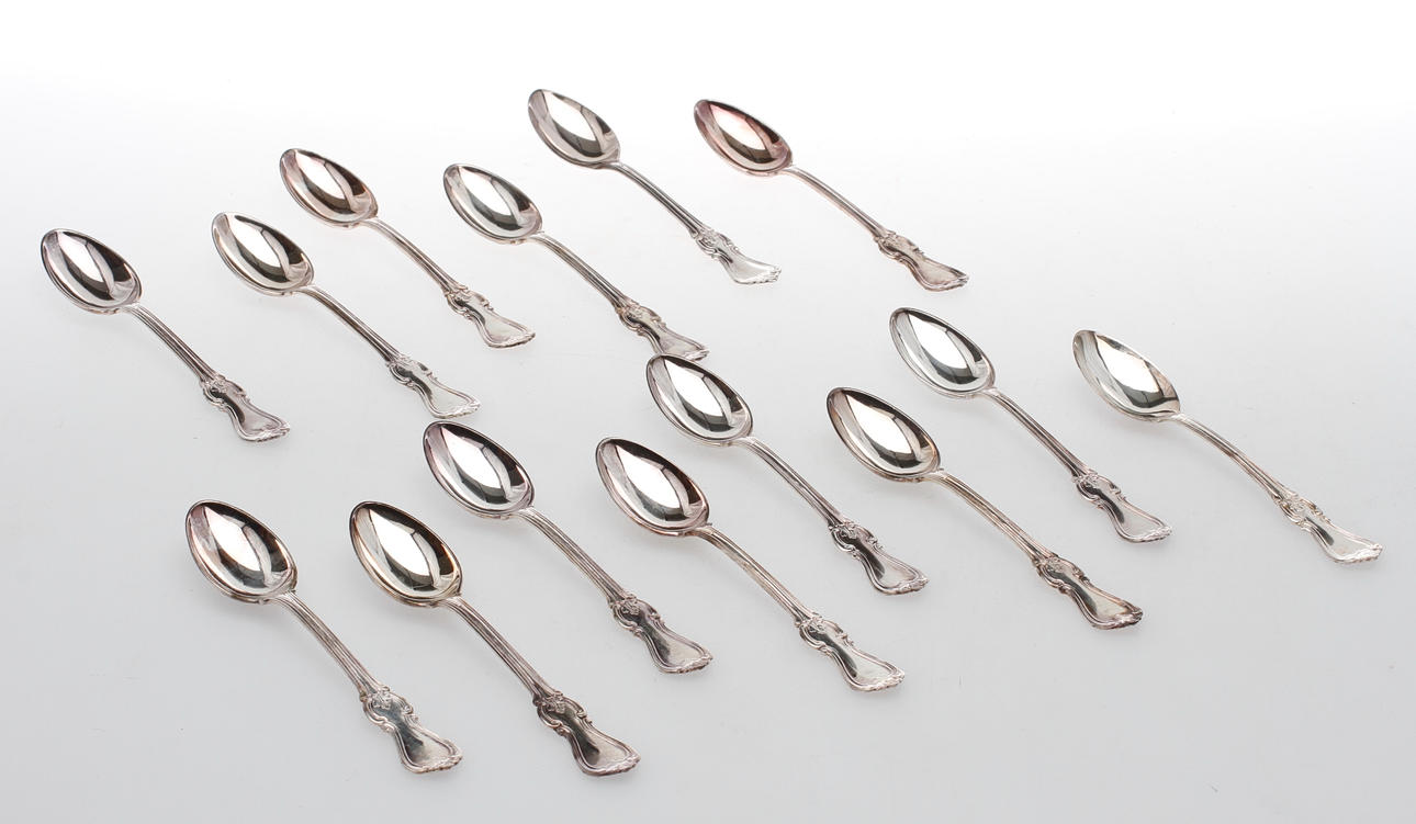 KAFFESKEDAR, 14st, Silver, "Olga", GAB, Eskilstuna, vikt ca 223gram.