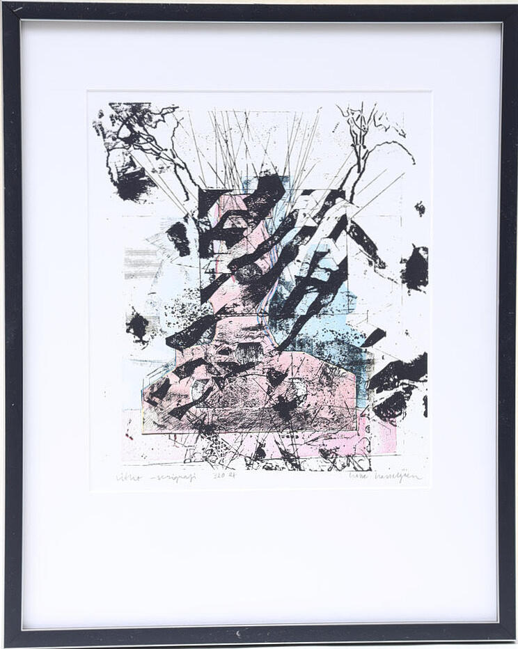 HASSE HASSELGREN. Komposition, seriegrafi signerad och numrerad.