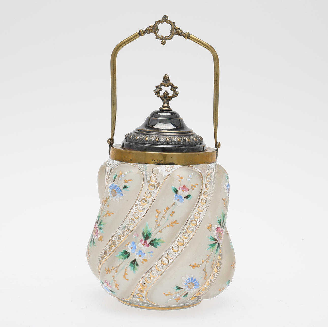 SKÅL med lock, flussglas, 1800/1900-tal.