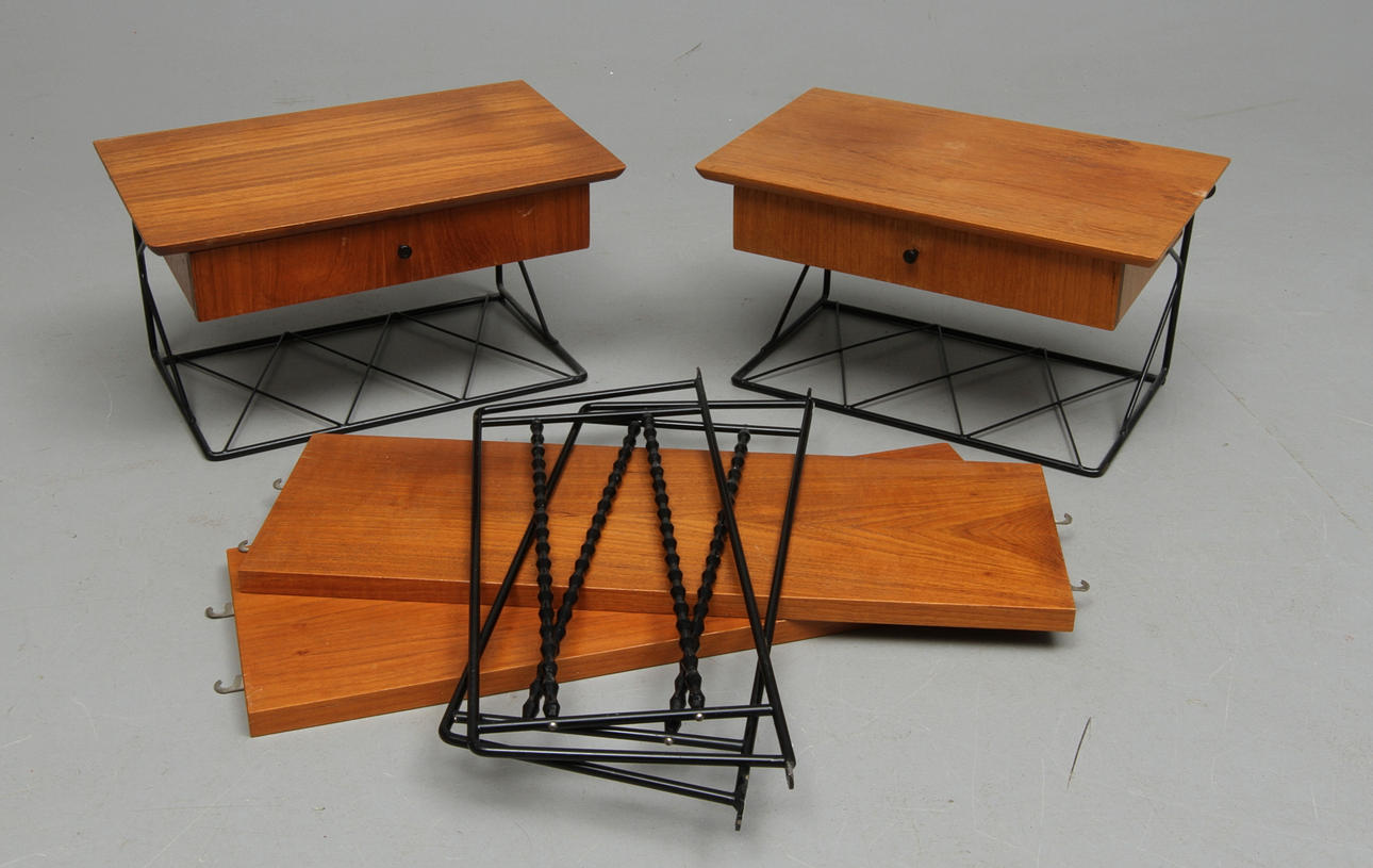 TELEFONSHYLLOR, 2 st, HYLLA, teak, 1900-tal.