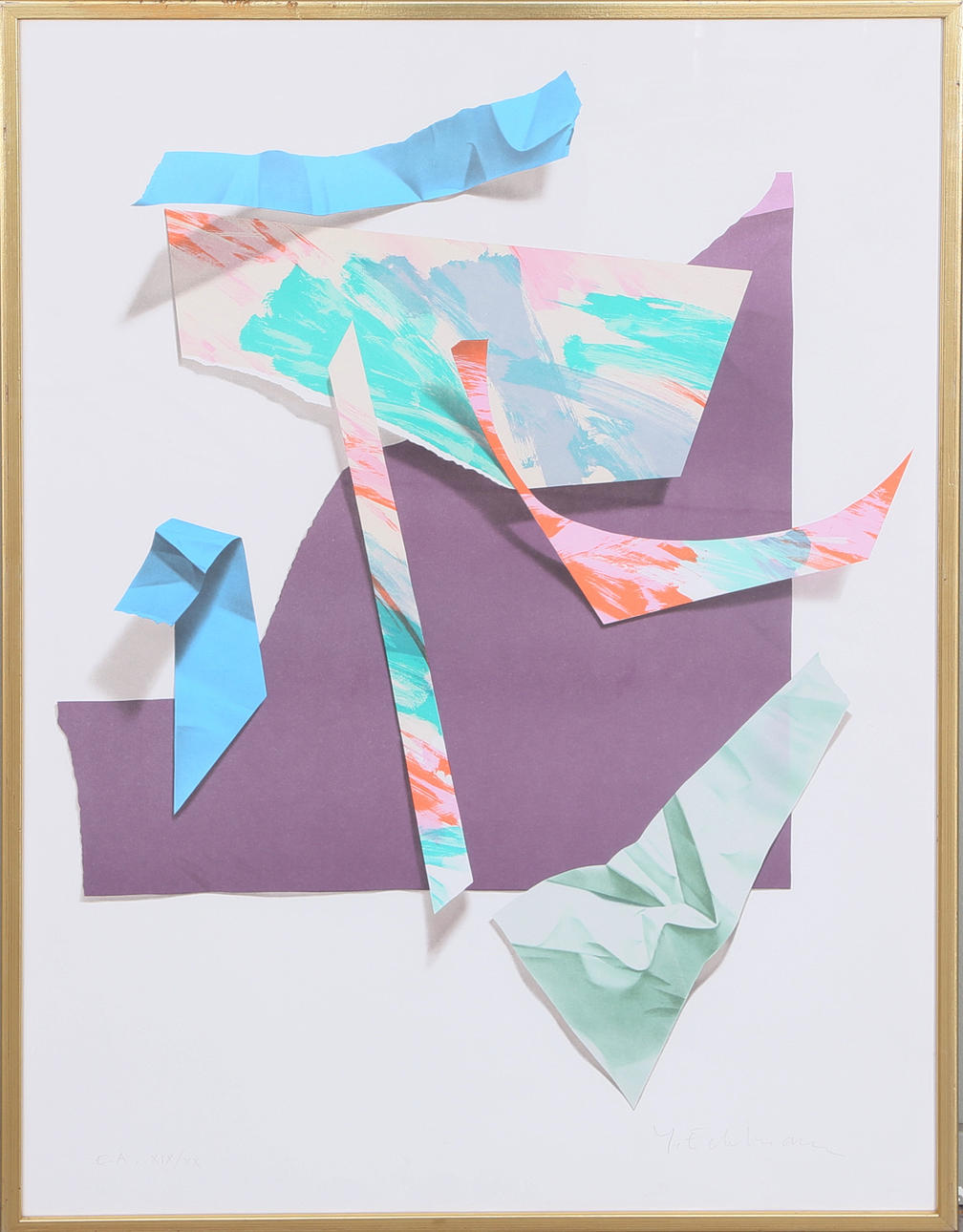 YRJÖ EDELMANN. Komposition, färglitografi, EA, XIX/XX, signerad.