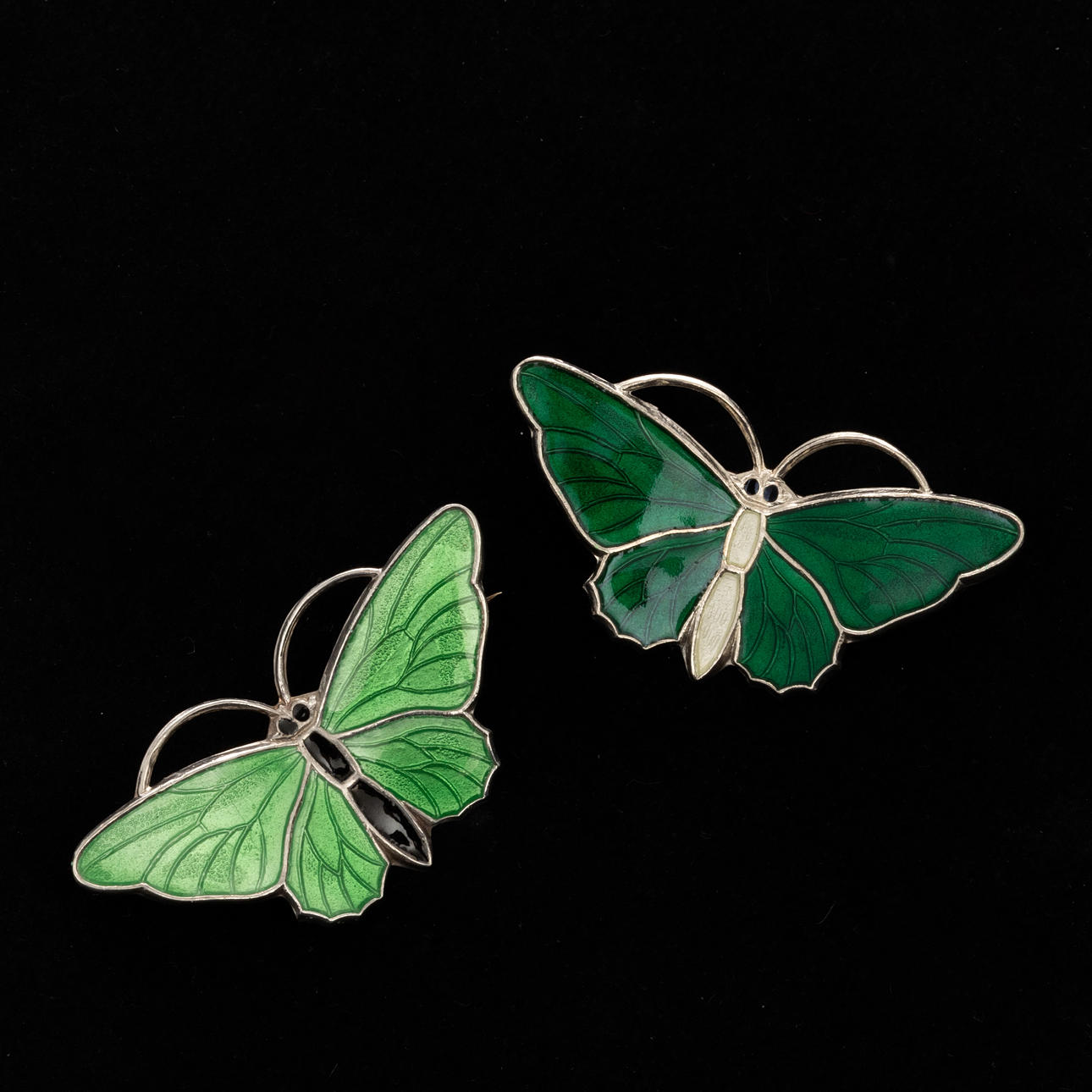 Brooches, 2 pcs, sterling silver, Norway.