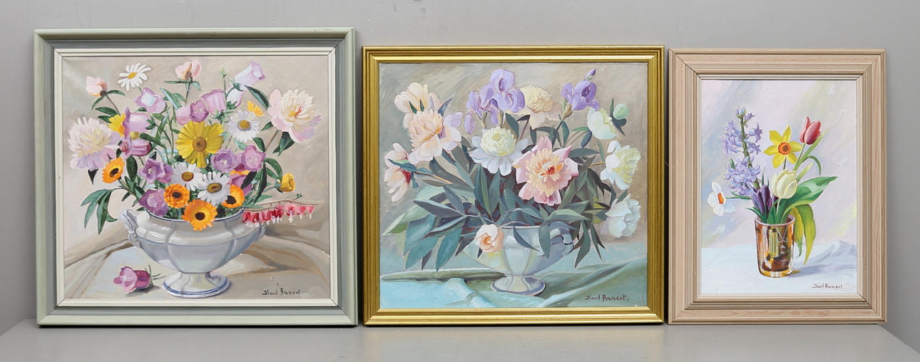 KARL RUNERT. Olja på duk, 3 st, signerade.