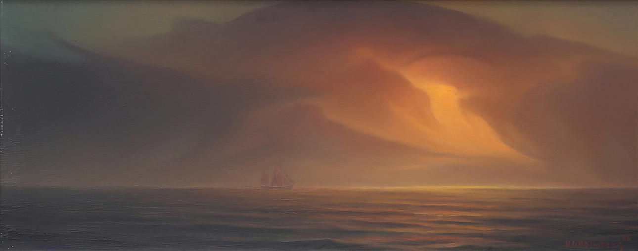 KARL GUSTAV HOLMBERG. “Windless at dusk, North Sea”. Oil on panel ...
