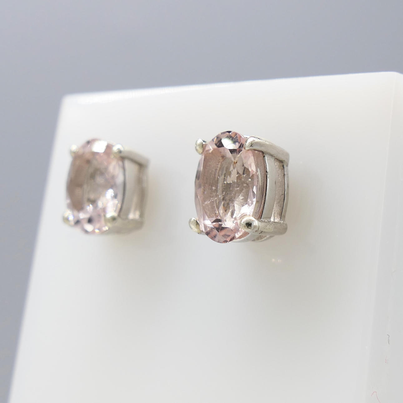 MORGANITE GEMSTONE ear studs.