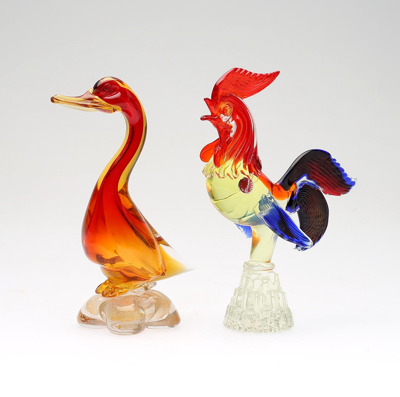 FIGURER, 2 st, glas, Murano, Italien, 1900-talets andra hälft.