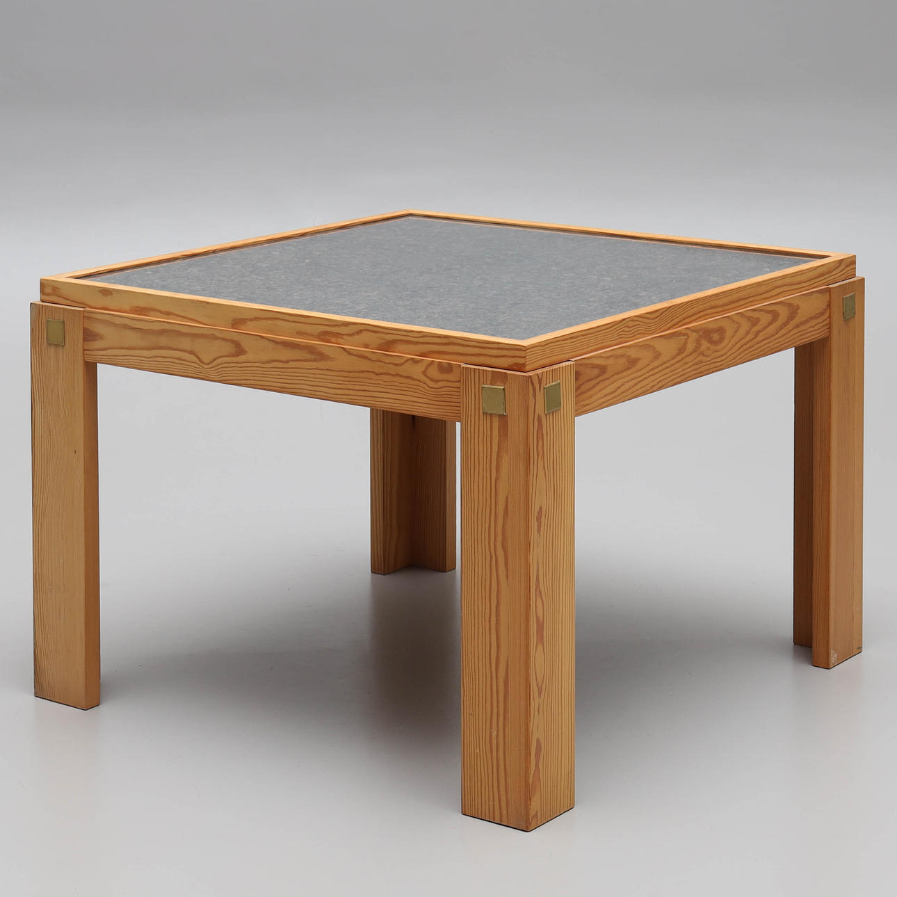 A coffee table, pine, glazed with chips, 1970/80s.