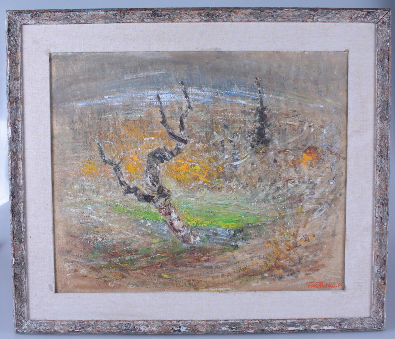 FOLKE RICKLUND. olja på pannå, 2st, signerade.