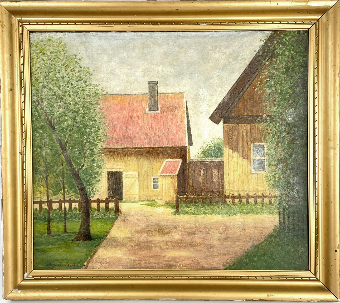 SEVERIN NILSON. Oil on canvas, Farmplan, signed.