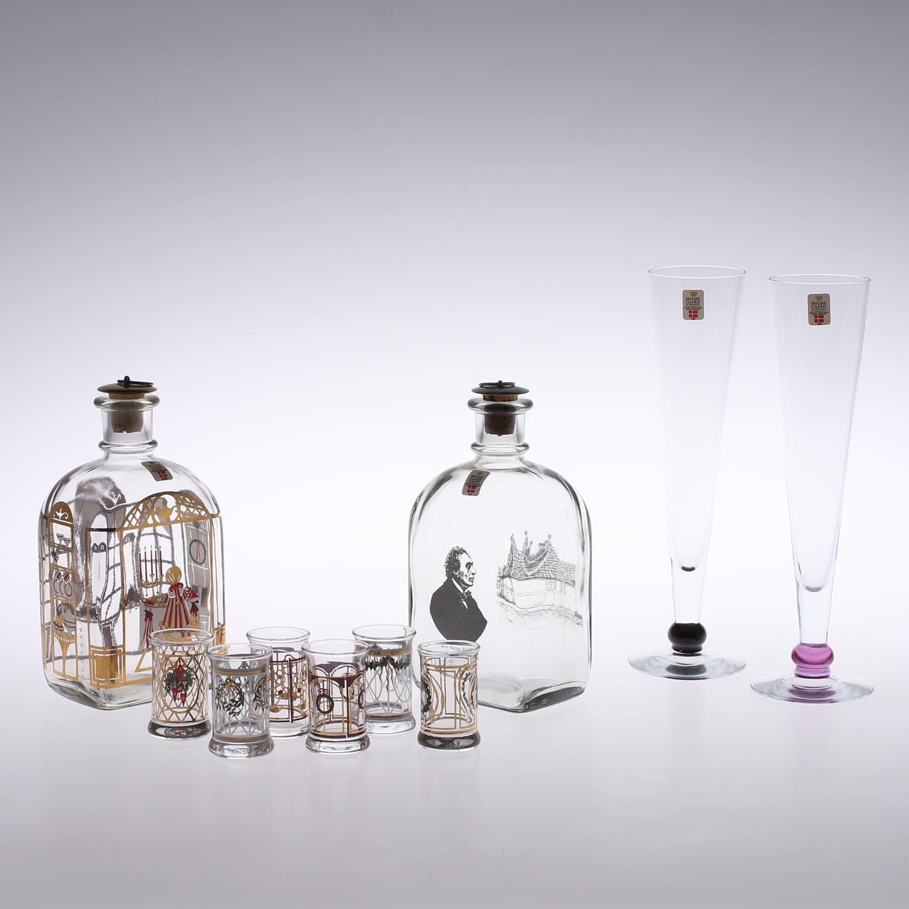 PARTI GLAS 10 delar Holmegaard, Danmark.