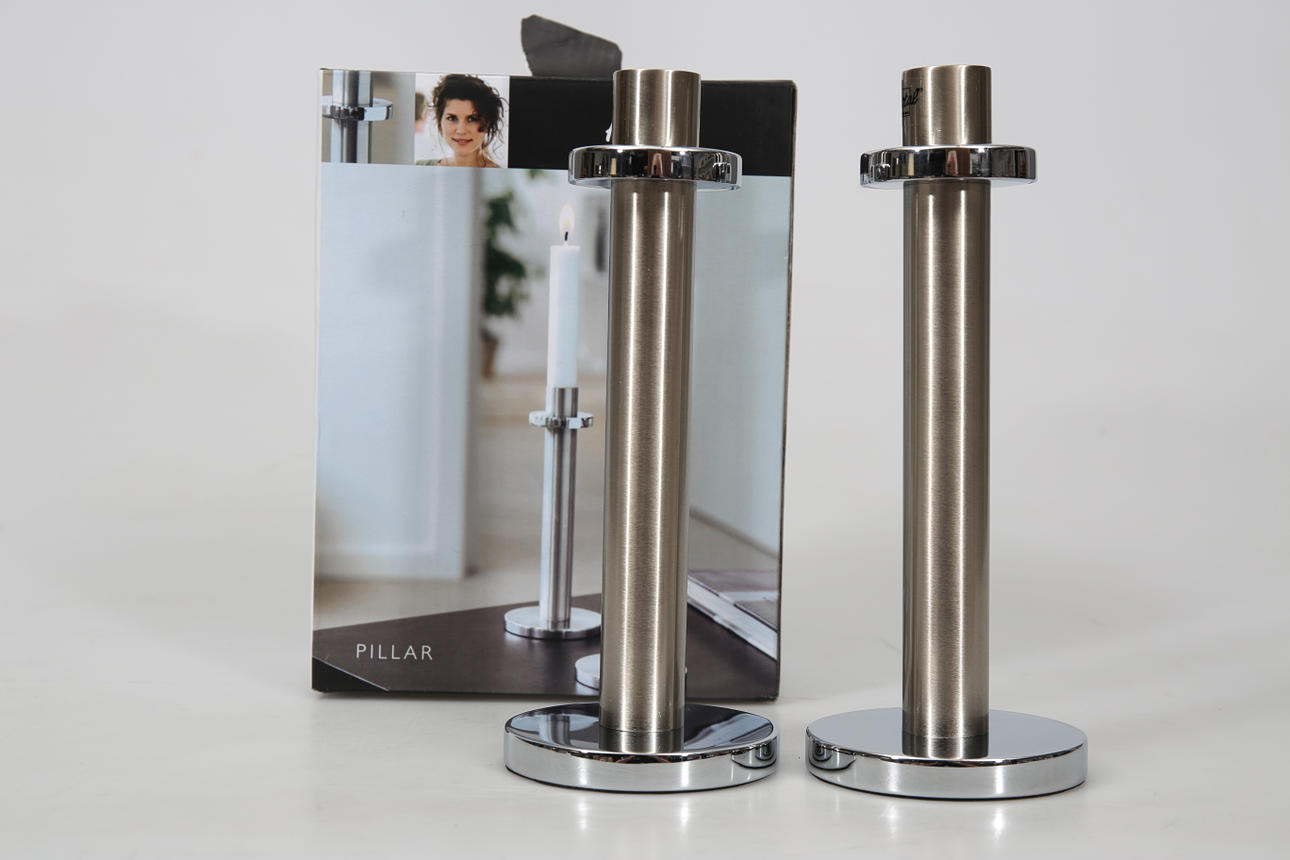LJUSSTAKAR, rostfritt stål, "Pillar", 2 stycken, Herstal.