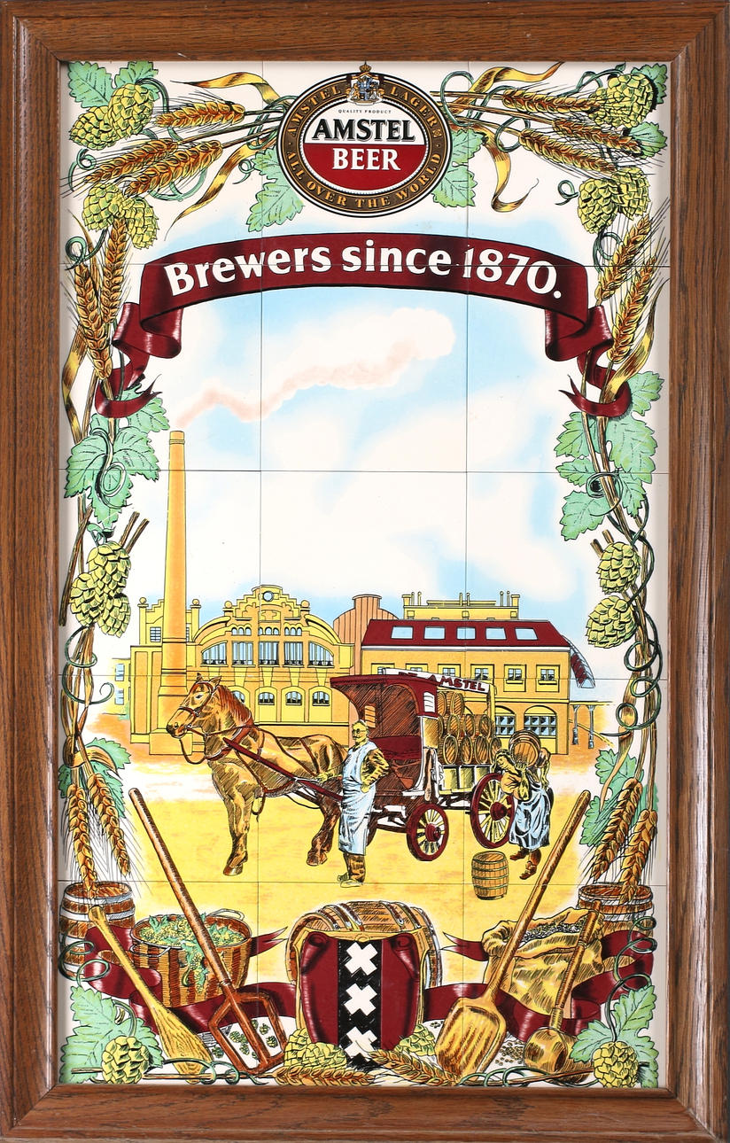 REKLAMSKYLT, kakelplattor, Amstelöl, Holland.