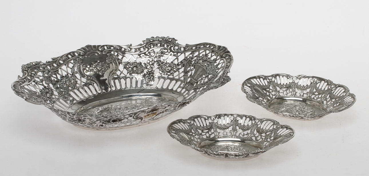 SKÅLAR, 3 st, silver, svenska importstämplar, 1900-tal.