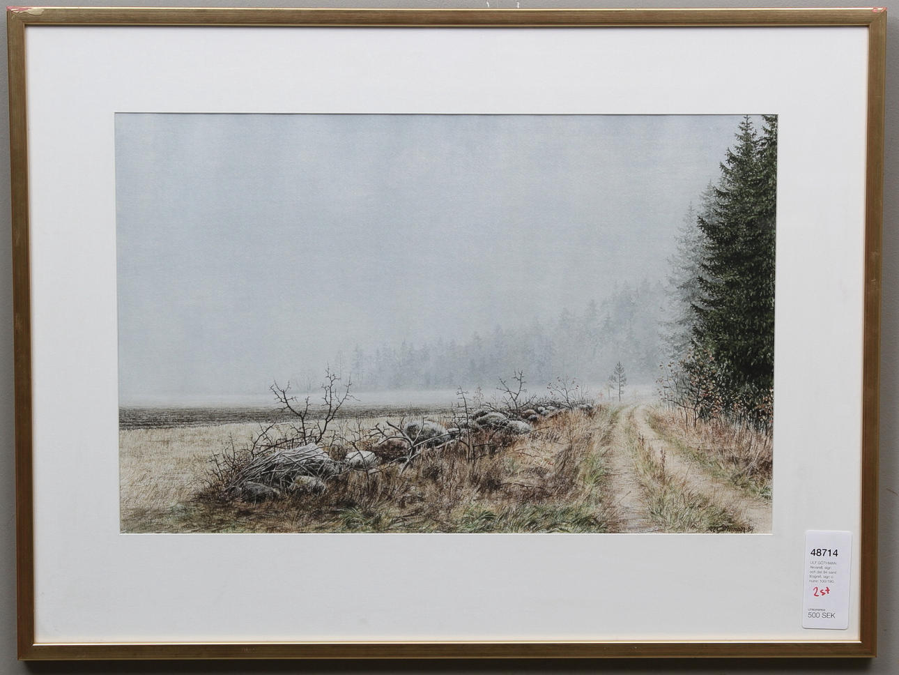 ULF GÖTHMAN. Akvarell, sign och dat 84 samt litografi, sign o numr. 100/190.