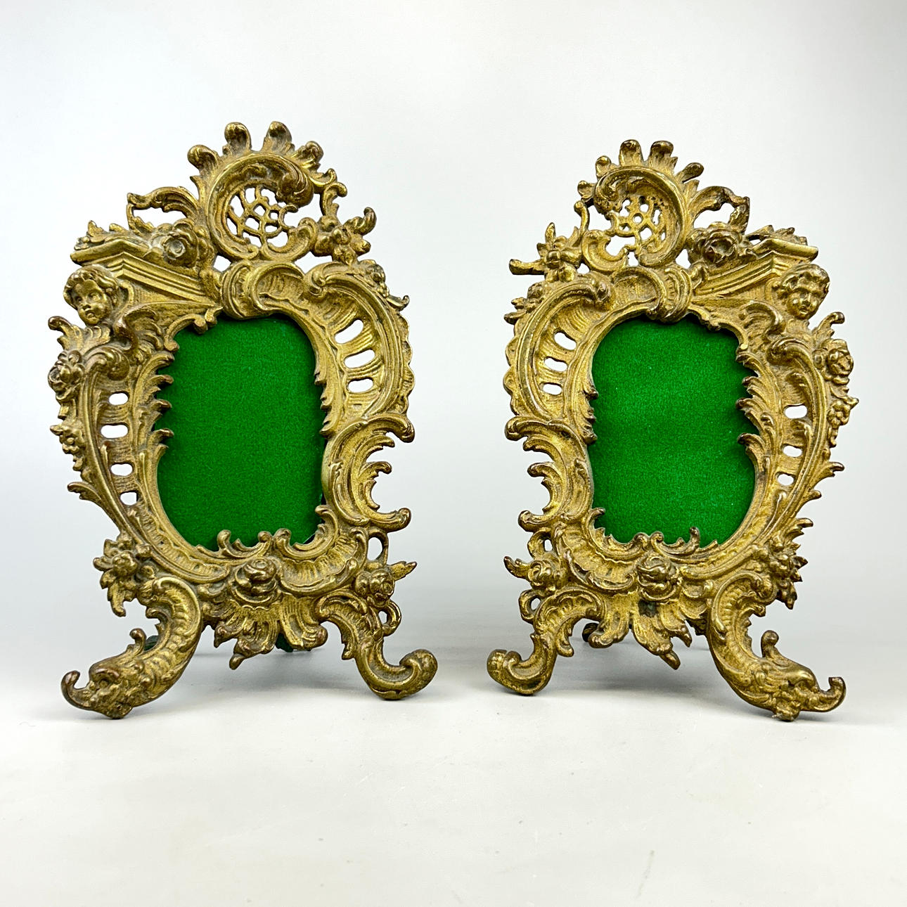 VICTORIAN GILT BRASS FRAMES.