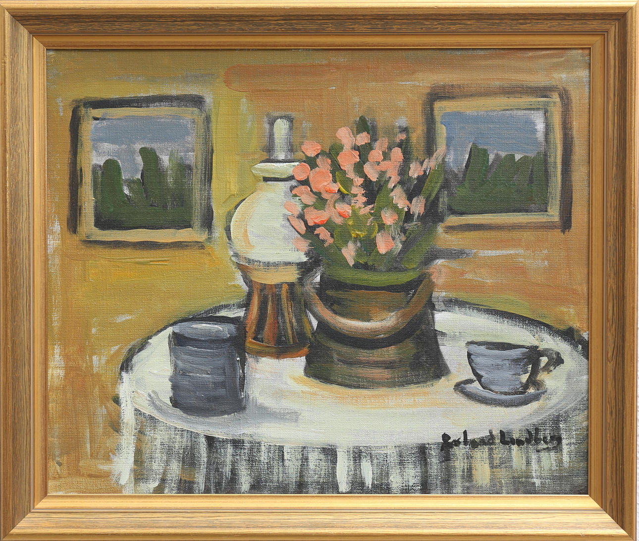 ROLAND LINDBERG. Stilleben, olja på duk, signerad.