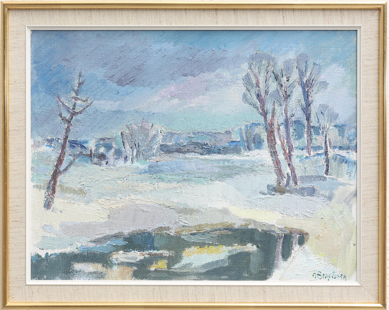 HILMER BENGTSSON. "Vinter Högsby", olja på duk, signerad.