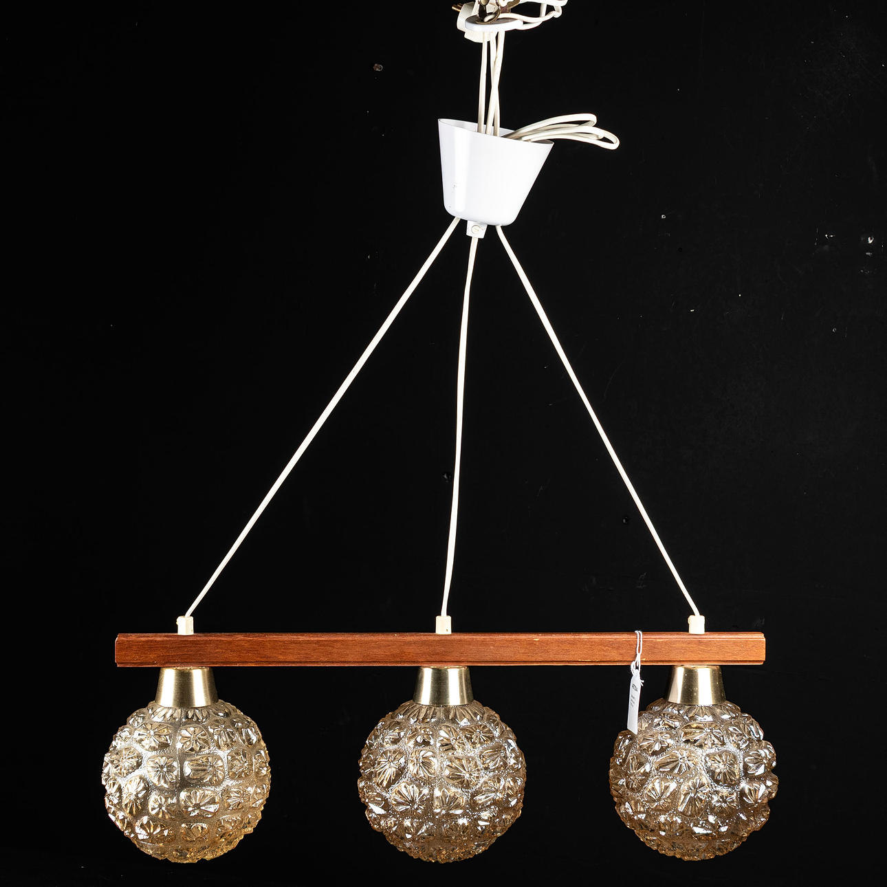 A TEAK 3-arm ceiling lamp, 1970's.