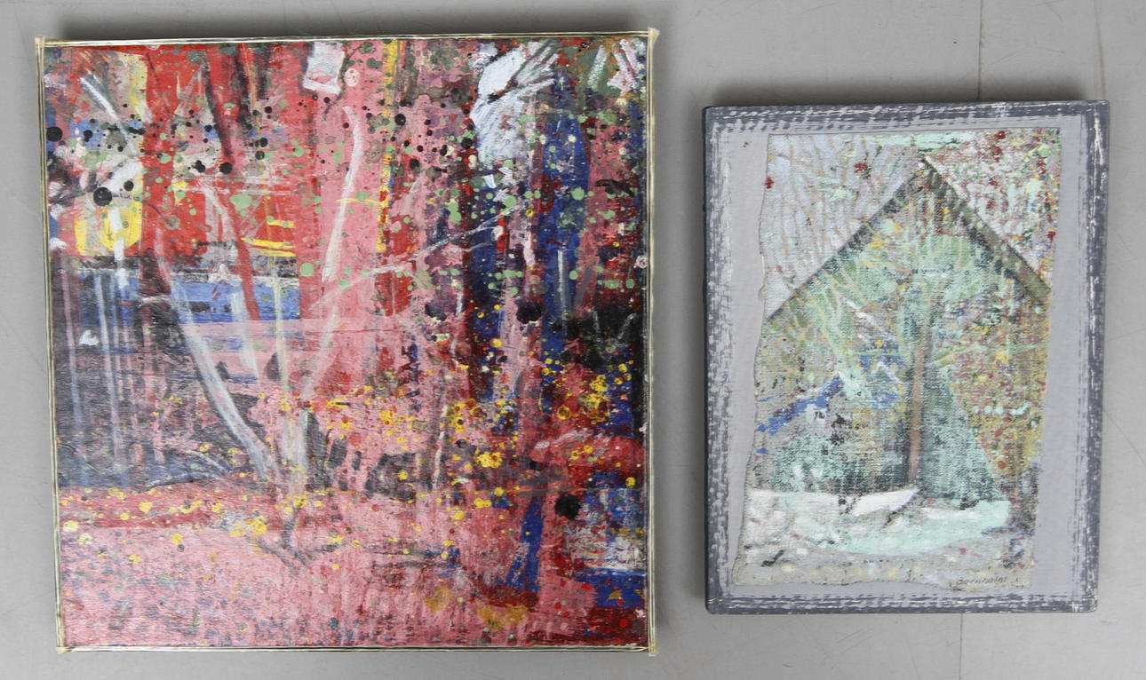 MARTIN BORNHOLM. olja på duk samt duk uppklistrad på pannå, sign.